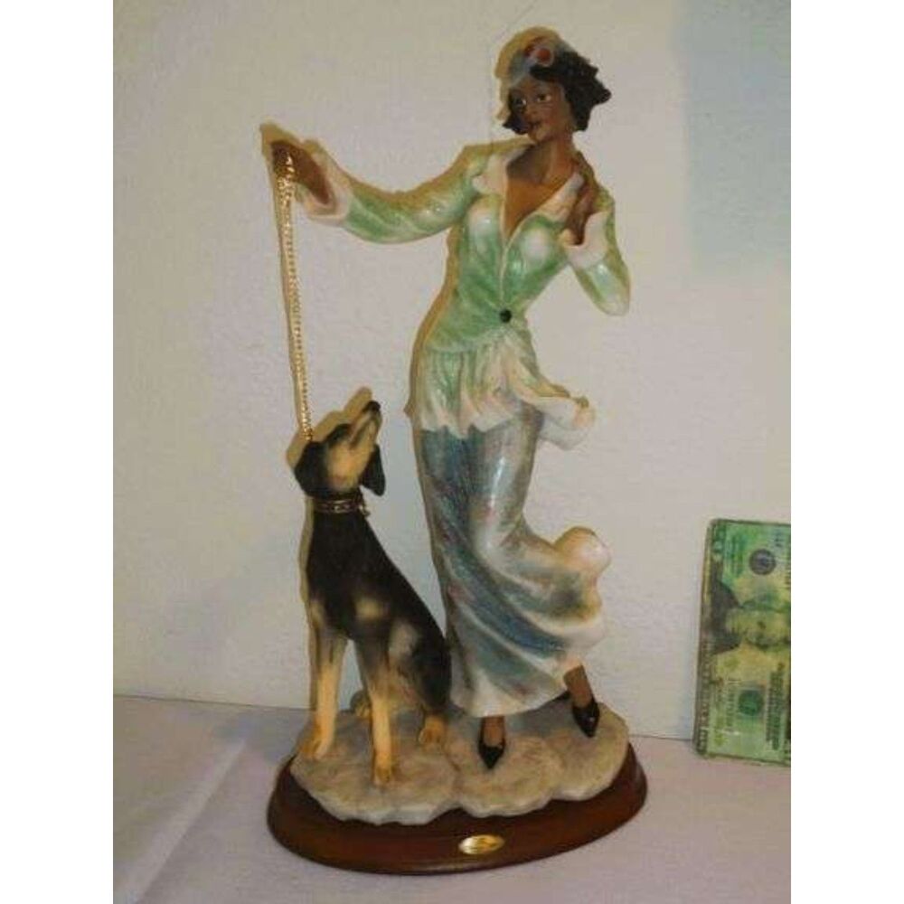 1995 The Midori Mint Collection Lady with her Dog Statue by Giuseppe Armani